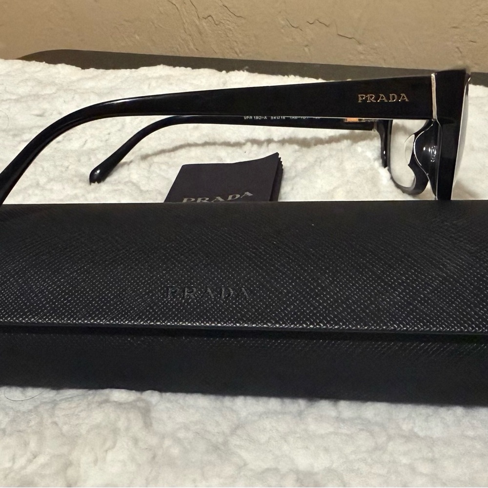 Prada Black Designer Eyeglasses with Case 
Frame is a classic - Picture 3 of 4